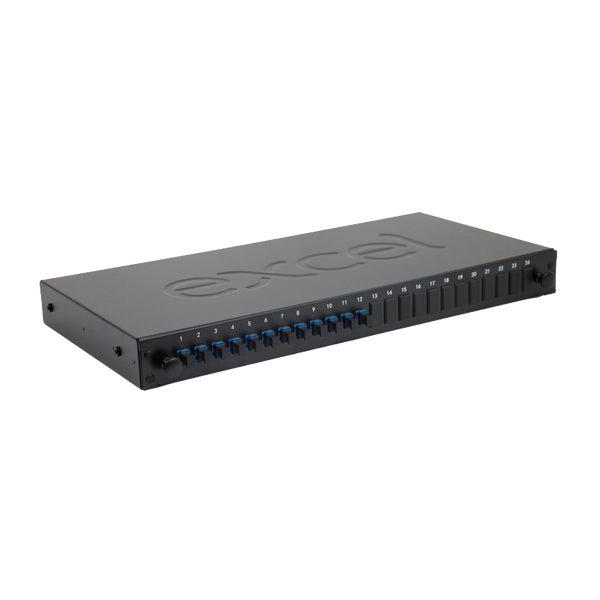 EXCEL® 24 Way Singlemode Fibre Optic Panel - 12 LC Duplex (24 Fibres) Adap. [200-474]