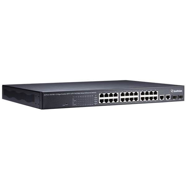 Fast Ethernet Managed PoE+ GEOVISION™ GV-POE2401 24-Port PoE+ (+2TP/SPF Combo) Switch - 400W [84-POE2401-001D]