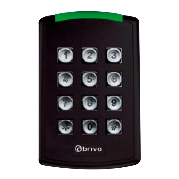 BRIVO® Fluid Access™ Tri-Technology 125 KHZ + 13.56 MHz + BLE Reader with Keypad (Black) [B-BSPKF-B]