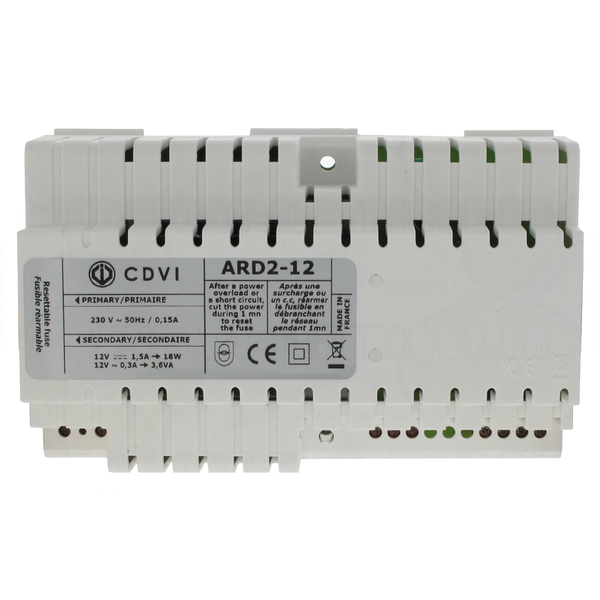 CDVI® ARD212 DIN Rail Rectified Power Supply Unit [F0302000010]