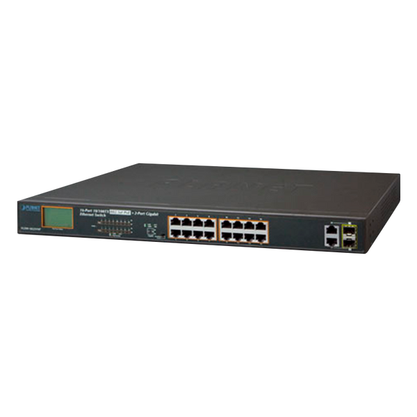 PLANET™ 16-Port 10/100TX 802.3at PoE + 2-Port Gigabit TP + 2-Port SFP Ethernet Switch with LCD PoE Monitor - 300W [FGSW-1822VHP]