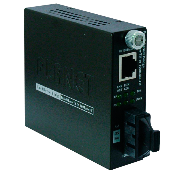 PLANET™ 10/100Base-TX to 100Base-FX (SC, Single-Mode) Smart Media Converter - 35km [FST-802S35]