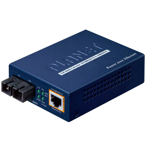 PLANET™ 100Base-FX to 10/100Base-TX PoE Media Converter (SC, Multi-Mode) - 2km [FTP-802]