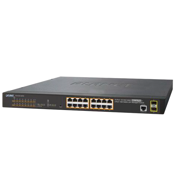 PLANET™ 16-Port PoE+ & + 2-Port SFP Managed Gigabit Switch - L2 (220W) [GS-4210-16P2S]