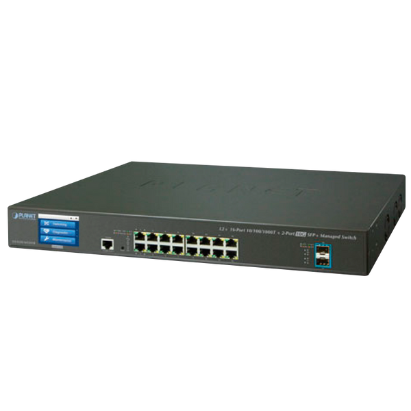 PLANET™ 16-Port + 2-Port 10G SFP+ Managed Switch with LCD touch screen - L2+ (L3 Static Routing) [GS-5220-16T2XVR]