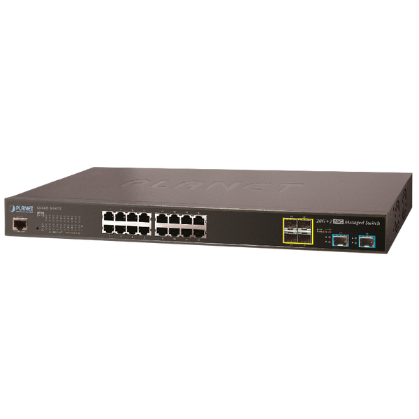 PLANET™ 16-Port + 4-Port 100/1000X SFP + 2-Port 10G SFP+ Managed Ethernet Switch - L2+ (L3 Static Routing) [GS-5220-16T4S2XR]