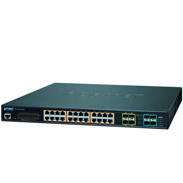 PLANET™ 24-Port PoE+ & 4-Port 10G SFP+ Managed Switch - L2+ with L3 Static Routing (400W) [GS-5220-24P4XR]