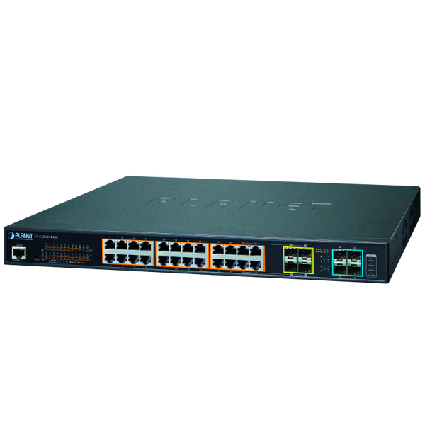 PLANET™ 24-Port PoE+ & 4-Port 10G SFP+ Managed Switch - L2+ with L3 Static Routing (400W) [GS-5220-24P4X]