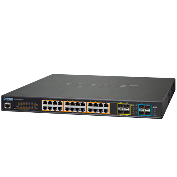 PLANET™ 24-Port PoE+ & 4-Port 10G SFP+ Managed Switch - L2+ with L3 Static Routing (600W) [GS-5220-24PL4X]