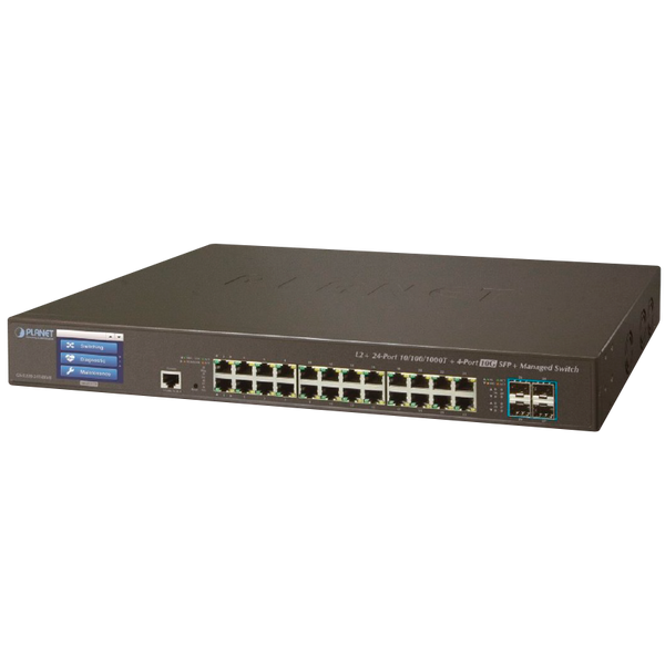 PLANET™ 24-Port + 4-Port 10G SFP+ Managed Switch with LCD Touch Screen - L2+ (L3 Static Routing) [GS-5220-24T4XV]