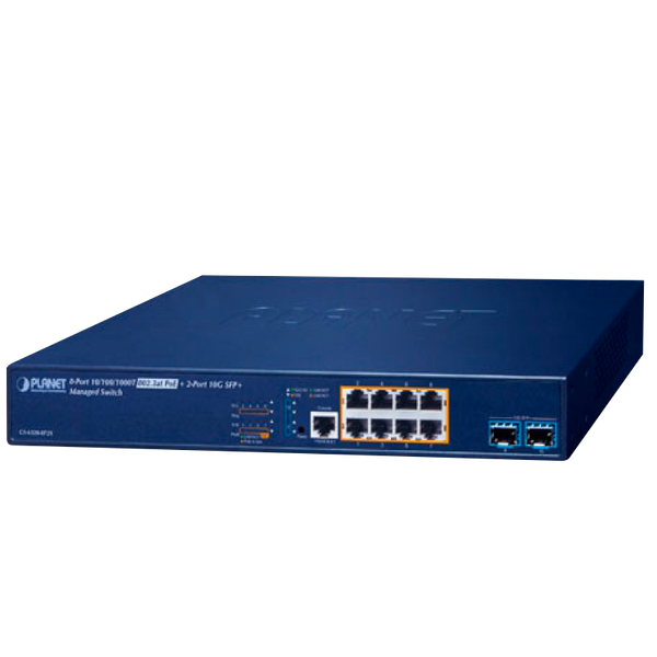 PLANET™ 8-Port 10/100/1000T 802.3at PoE+ 2-Port 10G SFP+ Managed Switch - L3 (120W) [GS-6320-8P2X]