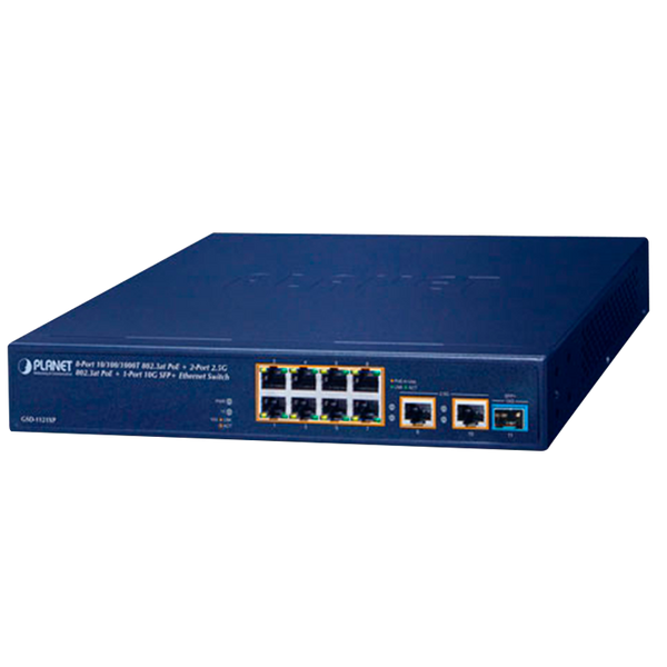 PLANET™ 8-Port 10/100/1000T 802.3at PoE + 2-Port 2.5G 802.3at PoE + 1-Port 10G SFP+ Ethernet Switch - 120W  [GSD-1121XP]