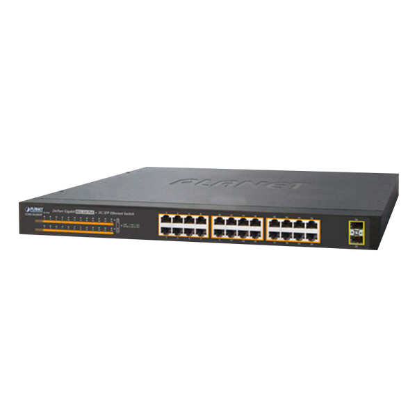 PLANET™ 24-Port 10/100/1000T 802.3at PoE + 2-Port 1000X SFP Gigabit Ethernet Switch - 220W [GSW-2620HP]