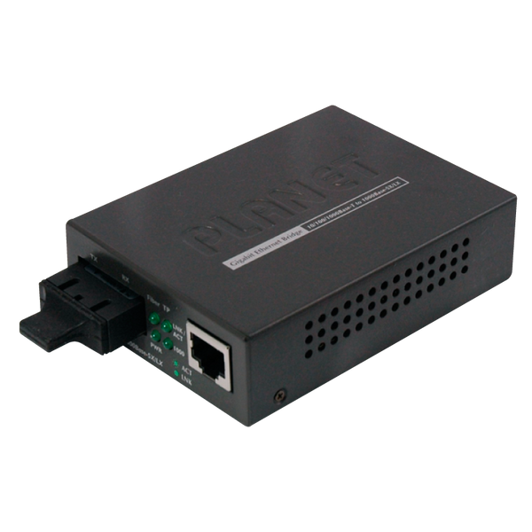 PLANET™ 10/100/1000BASE-T to 1000BASE-SX/LX (1 x SC, Single Mode) Gigabit Media Converter - 10Km [GT-802S]