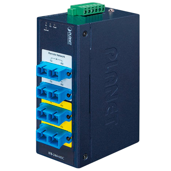 PLANET™ Industrial 2-Channel Multimode Optical Fiber Bypass Switch (4 x Duplex SC) [IFB-244-MSC]