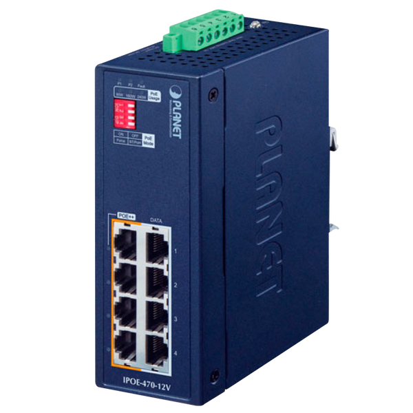 PLANET™ Industrial 4-port Gigabit 802.3bt PoE++ Injector Hub (Din Rail) - (240W) [IPOE-470-12V]