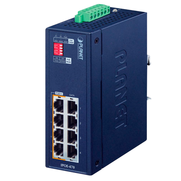 PLANET™ Industrial 4-port Gigabit 802.3bt PoE++ Injector Hub (Din Rail) - (240W) [IPOE-470]