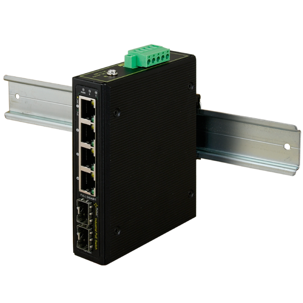 PULSAR® 4-PoE+ Ports (+2 TP/SFP) 75W Gigabit Industrial Switch - DIN Rail [ISFG64]