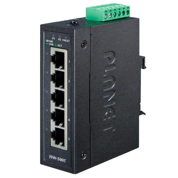 PLANET™ Industrial 5-Port 10/100TX Compact Ethernet Switch [ISW-500T]