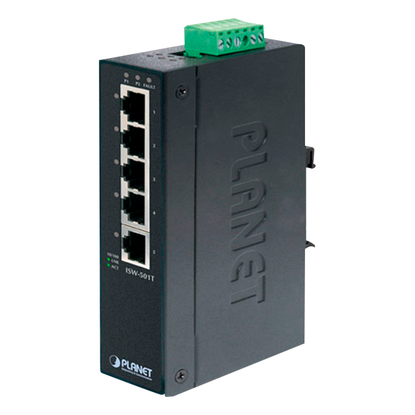 PLANET™ 5-Port 10/100TX Industrial Fast Ethernet Switch - DIN Rail [ISW-501T]