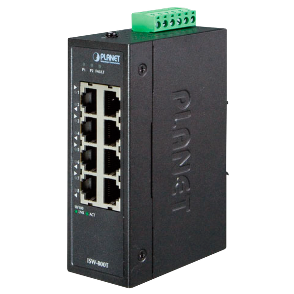 PLANET™ Industrial 8-Port 10/100TX Compact Ethernet Switch [ISW-800T]