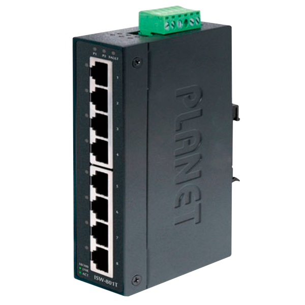 PLANET™ 8-Port 10/100TX Industrial Fast Ethernet Switch - DIN Rail [ISW-801T]