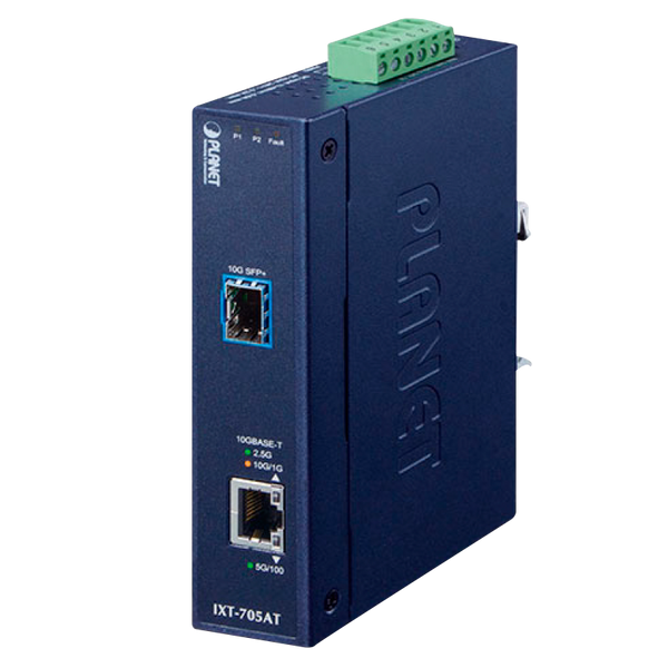 PLANET™ Industrial 10G/5G/2.5G/1G/100M Copper to 10GBASE-X SFP+ Media Converter [IXT-705AT]