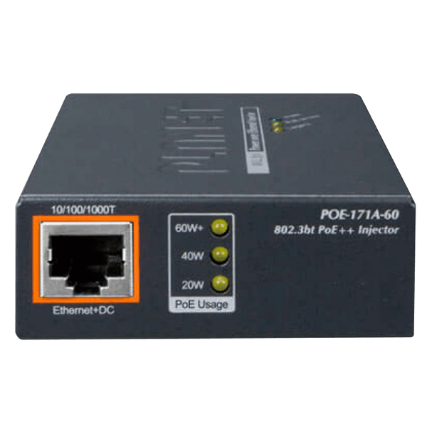 PLANET™ Single-Port 10/100/1000Mbps 802.3bt PoE Injector (60W) [POE-171A-60]