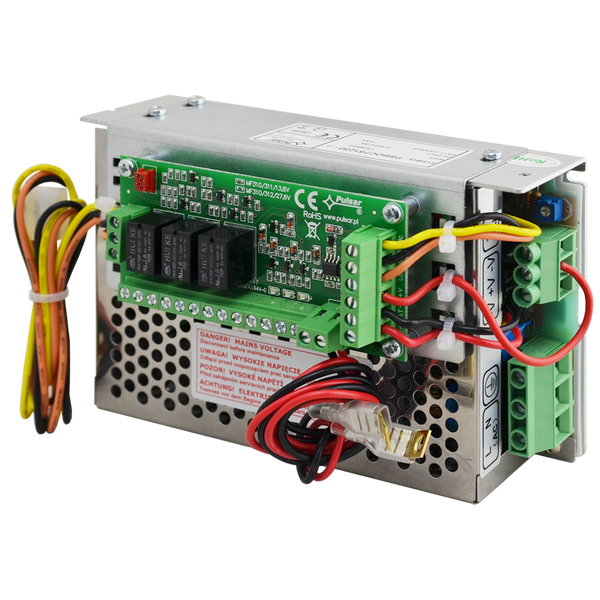 PULSAR® Buffered PSU in 13,8V / 5A / OC Grid Box with Wired Connectors [PSBOC751250]