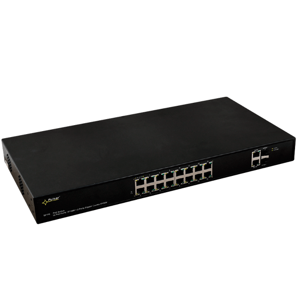 PULSAR® 16-Port (+2 TP/SFP) PoE+ Gigabit Switch for 16 IP Cameras - 160W [SF116]