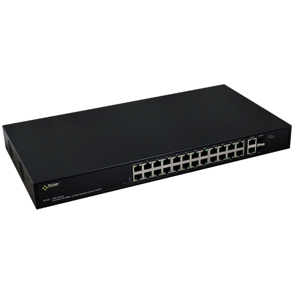 PULSAR® 24-Port (+2 TP/SFP) PoE+ Gigabit Switch for 24 IP Cameras - 240W [SF124]