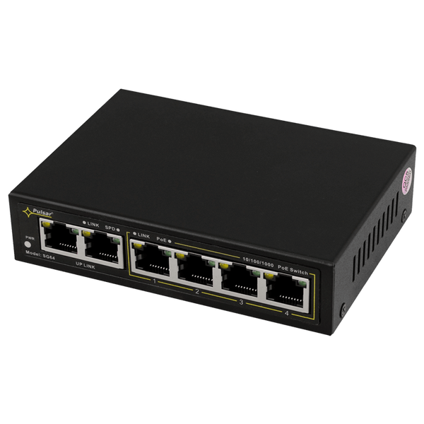 PULSAR® 4-Port (+2 Uplink) PoE+ Gigabit Switch for 4 IP Cameras - 60W [SG64]