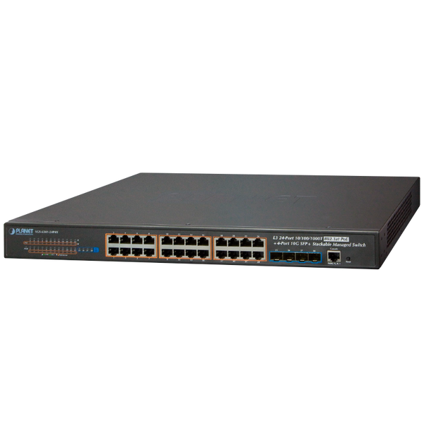 PLANET™ 24-Port 802.3at PoE+ & 4-Port 10G SFP+ Stackable Managed Switch - L3 (370W) [SGS-6341-24P4X]