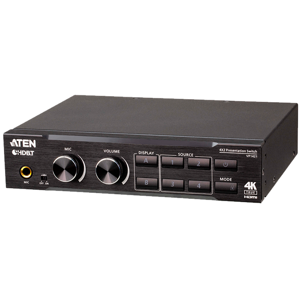 ATEN™ 4 x 2 True 4K Presentation Matrix Switch with Scaling, DSP, and HDBaseT-Lite [VP1421-AT-G]