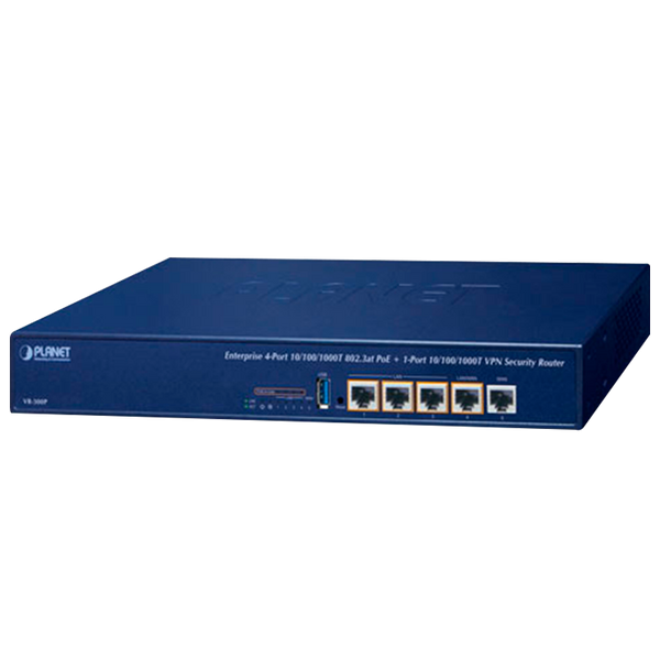 PLANET™ Enterprise 4-Port 10/100/1000T 802.3at PoE + 1-Port 10/100/1000T VPN Security Router [VR-300P]