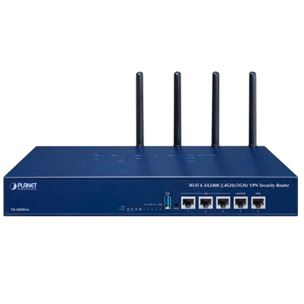 PLANET™ Wi-Fi 6 AX2400 2.4GHz/5GHz VPN Security Router [VR-300W6A]