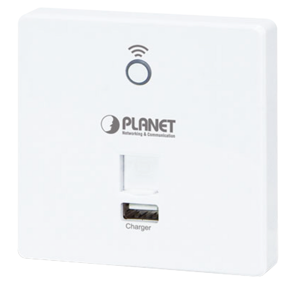 PLANET™ In-Wall Wireless Access Point w/ USB Charger (300Mbps 802.11n) - (EU Type, 802.3af/at) [WNAP-W2200UE]