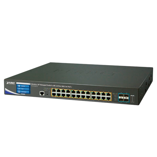 PLANET™ Wireless AP Managed Switch with 24-Port 802.3at PoE + 4-Port 10G SFP+ + LCD Touch Screen and 48VDC Redundant Power - L2 (400W) [WS-2864PVR]